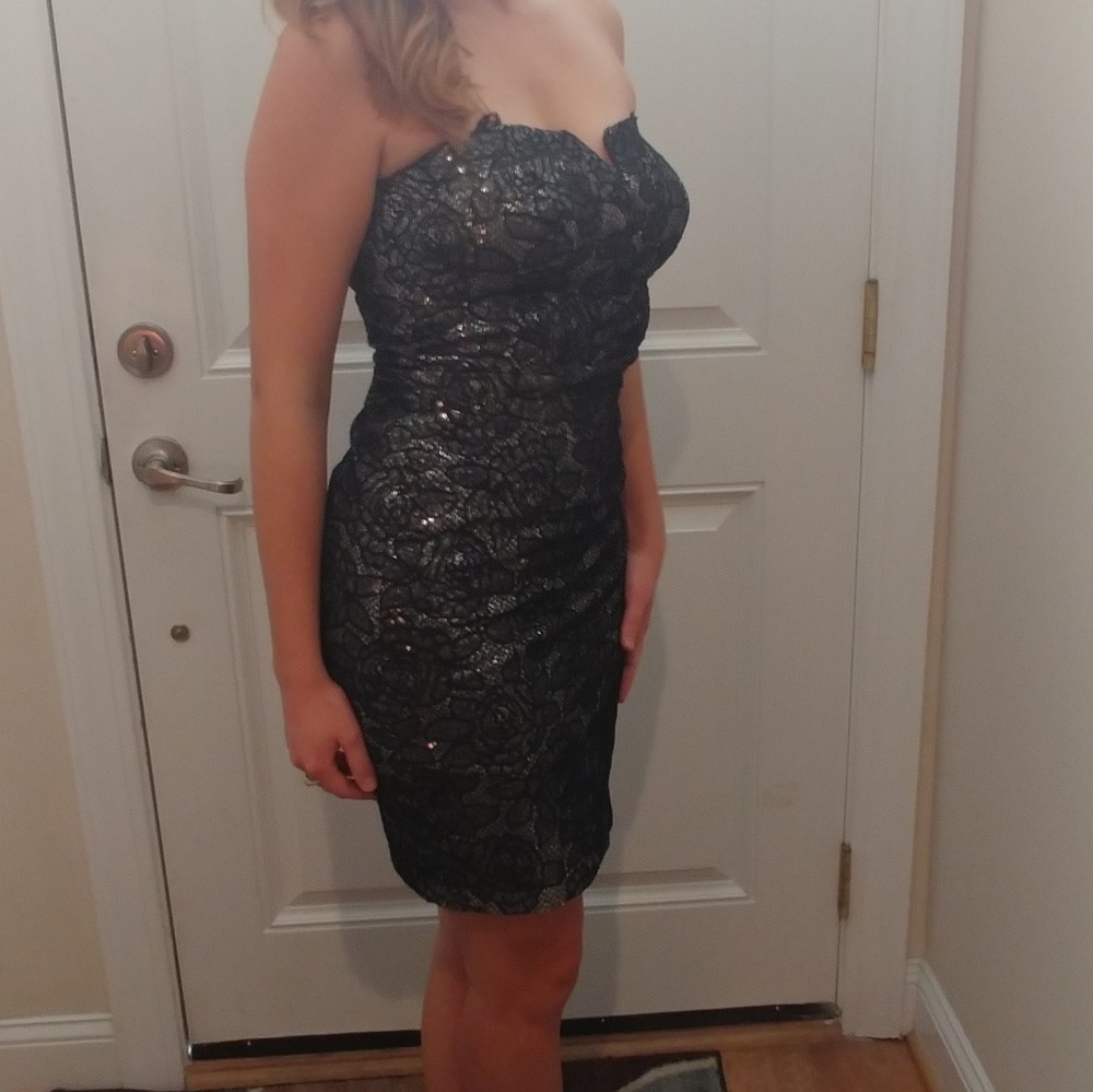 Bisou Bisou Black Sequined Cocktail Dress, Size 6